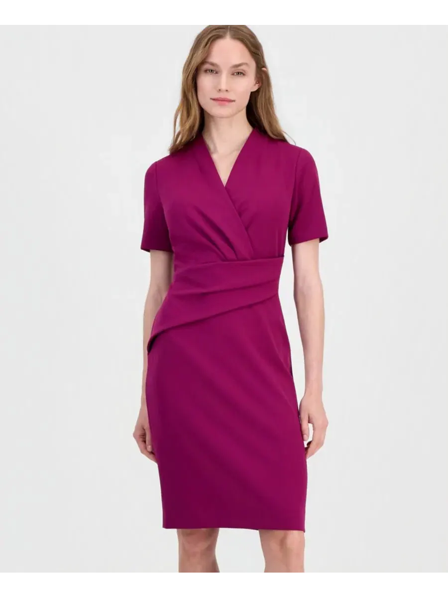 Платье-футляр с запахом Anne Klein — изображение 2 из 3, коричневый