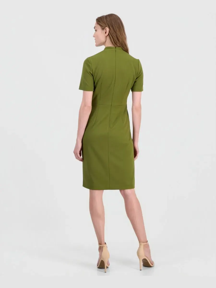 Платье-футляр с запахом и драпировкой Anne Klein — изображение 3 из 5, зеленый