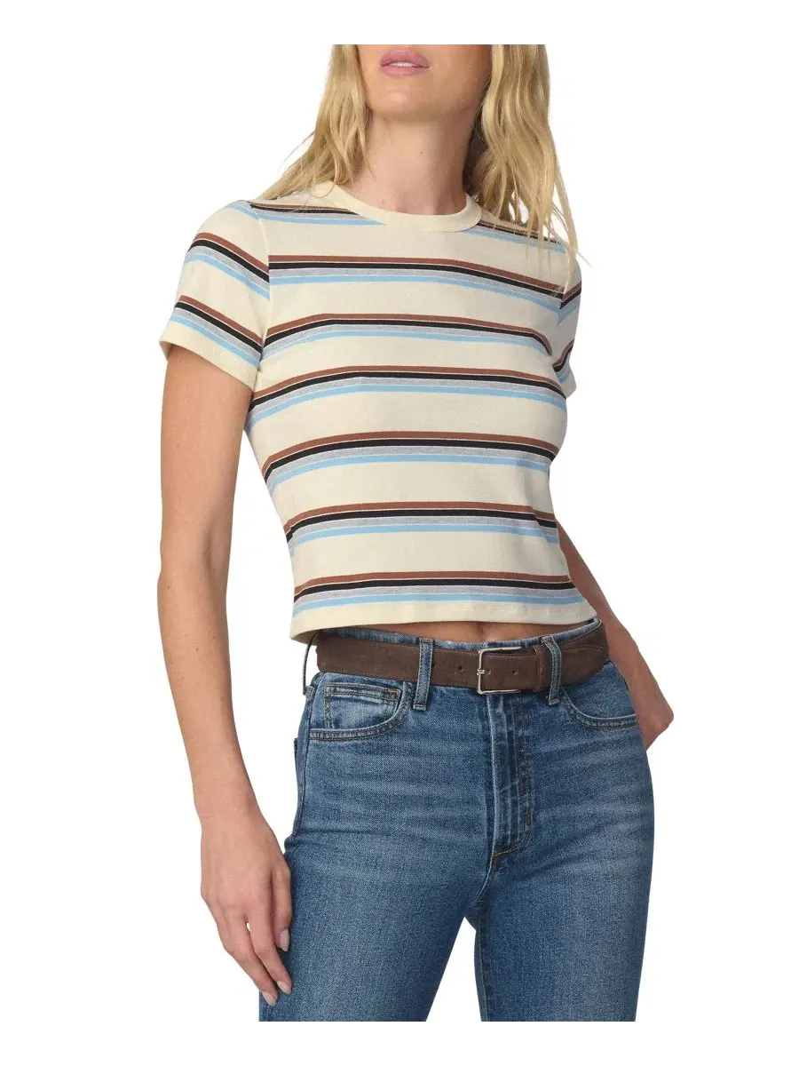 Футболка-кроп с полосатым воротником Joe's Jeans — изображение 1 из 5, мульти