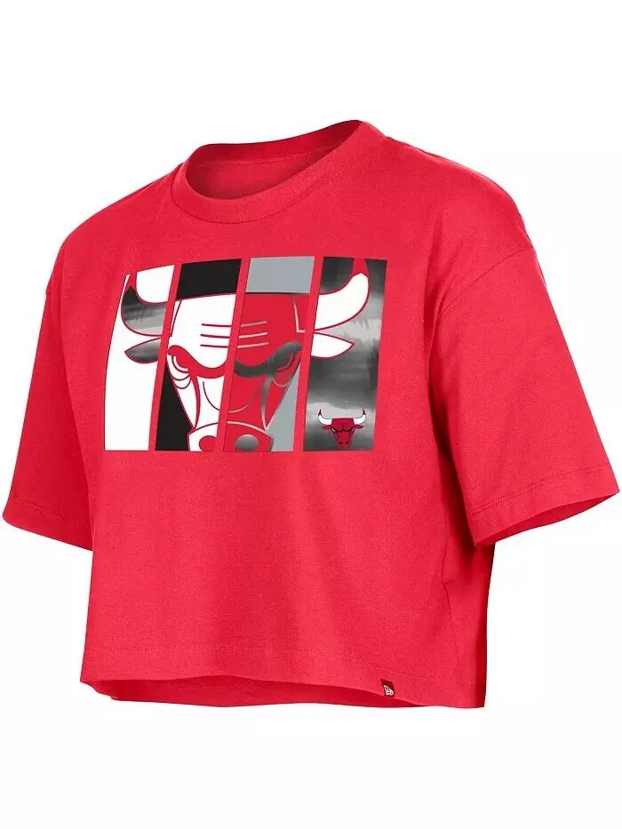Женская укороченная футболка Red Chicago Bulls New Era — изображение 3 из 3, красный