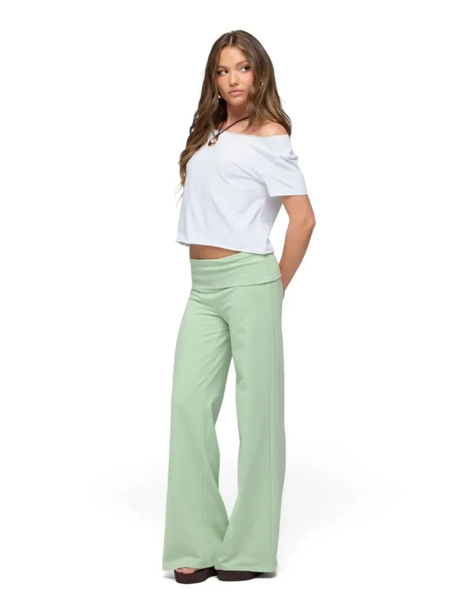 Широкие брюки с отворотом Cammy Wide Leg Foldover Pants Edikted — изображение 3 из 5, зеленый