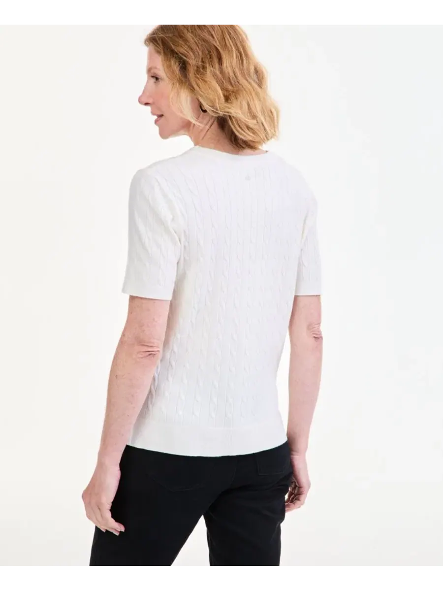 Свитер с косами с коротким рукавом Palomino Style & Co — изображение 4 из 4, коричневый