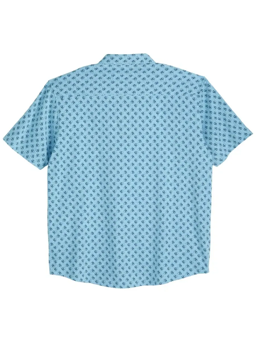Мужская рубашка с коротким рукавом и принтом, модель Micro Print SCOTCH & SODA — изображение 2 из 3, синий