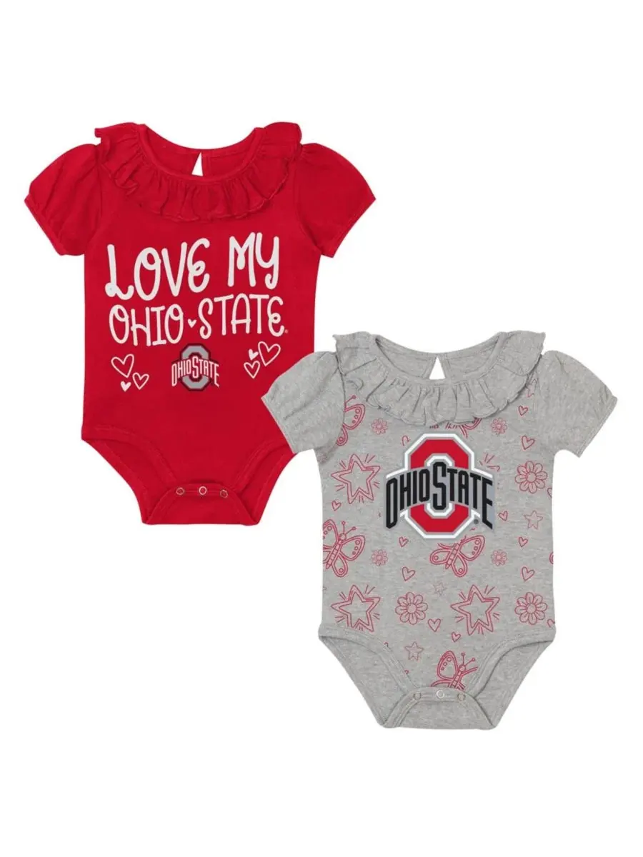 Комплект боди для малышей с рюшами, с принтом, Ohio State Buckeyes Outerstuff — серый