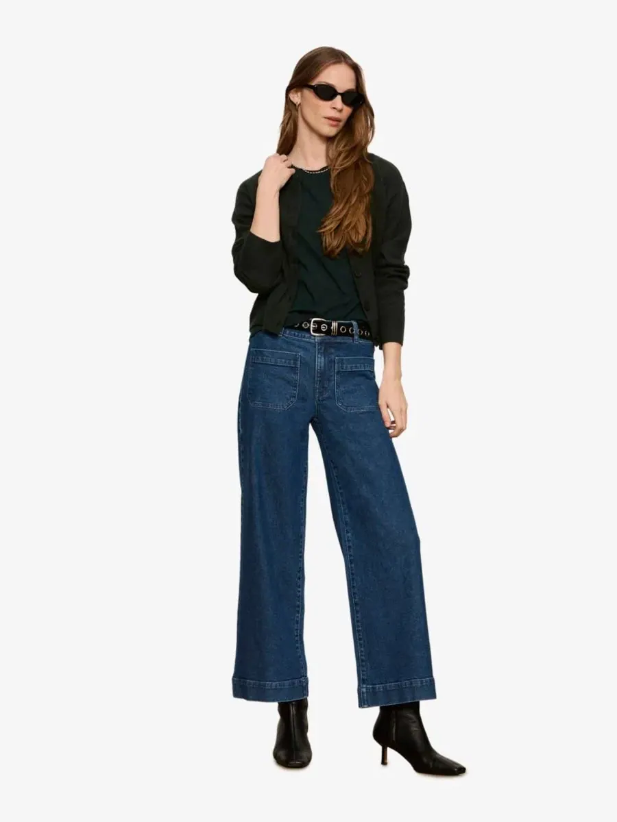 Кардиган полуприталенный с круглым вырезом, Petite Must-Have Semi-Cropped Cardigan Sanctuary — изображение 2 из 6, лесной