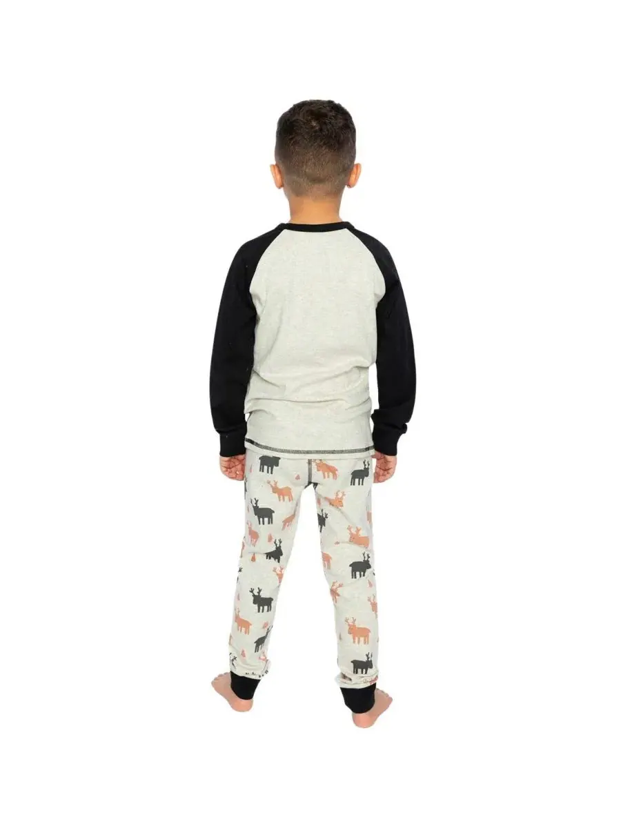 Комплект пижамы из хлопка с принтом Elk Deux par Deux — изображение 4 из 7, бежевый
