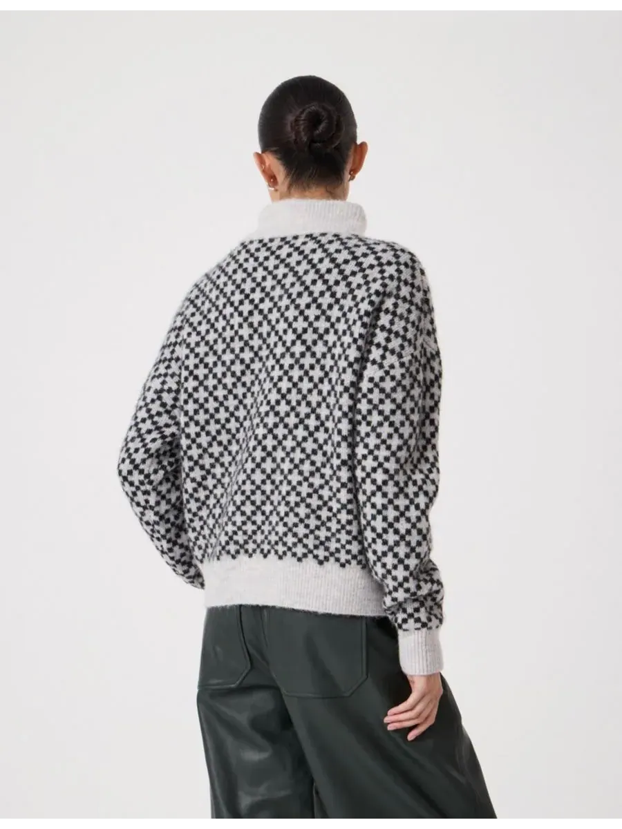 Женский джемпер Juno Quarter Zip Mono Jacquard Hush — изображение 2 из 8, светлый серый