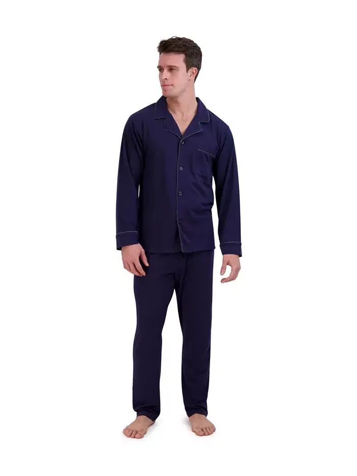 Мужская пижама из хлопка и модала, 2 предмета Hanes — синий