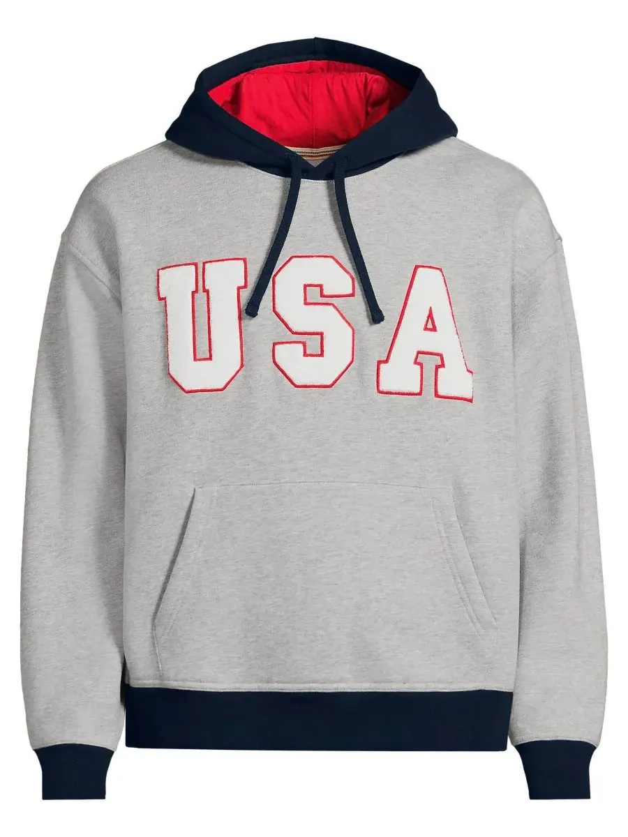 Мужская толстовка с длинным рукавом Serious Sweats Oversized Hoodie Lands' End — изображение 3 из 3, серый