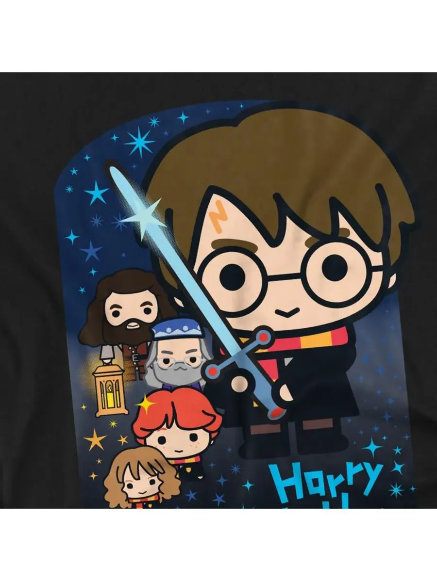 Мужская футболка Chibi Friends Harry Potter — изображение 3 из 3, черный