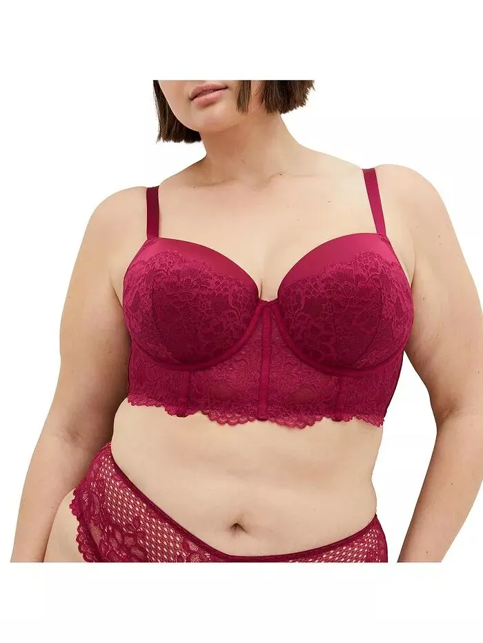Бюстгальтер Allure Demi Longline Plus Size CITY CHIC — изображение 1 из 3, красный
