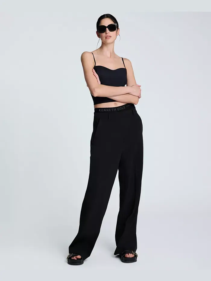 Женские брюки широкого кроя из роскошного твила Kenneth Cole — изображение 5 из 5, черный