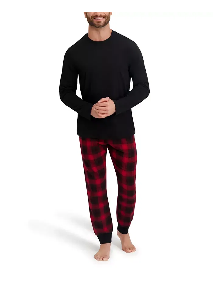 Мужской комплект для сна из фланели с длинными рукавами Hanes — изображение 1 из 4, красный