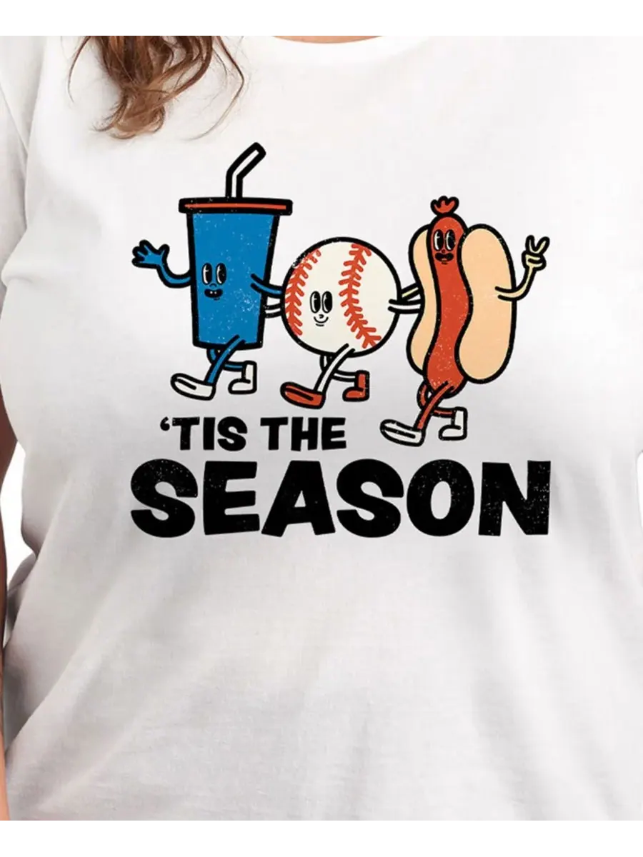 Футболка большого размера с графическим принтом "Tis the Season" и круглым вырезом Hybrid Apparel — изображение 3 из 3, белый