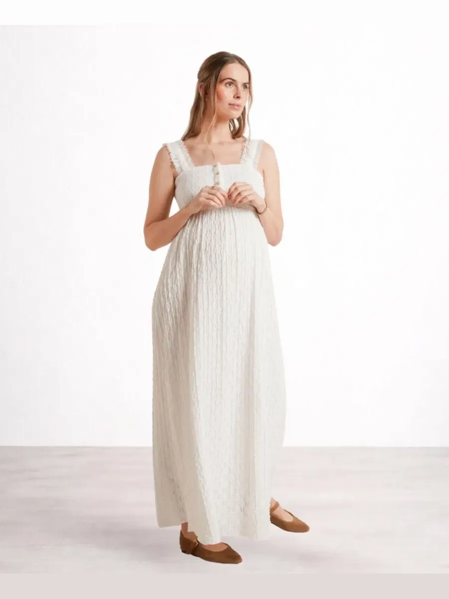 Длинное платье для беременных и кормящих мам Emma Nom Maternity — белый