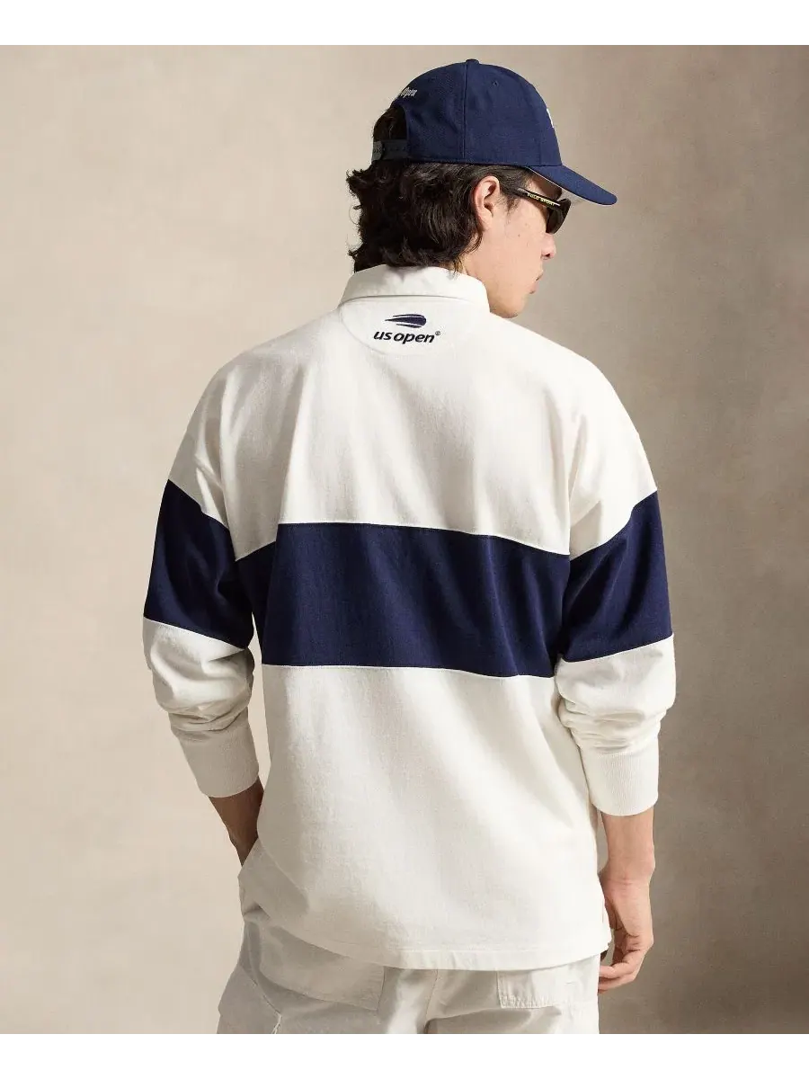Мужская рубашка-поло из хлопка с принтом Polo Tennis US Open Polo Ralph Lauren — изображение 4 из 6, белый/темно-синий
