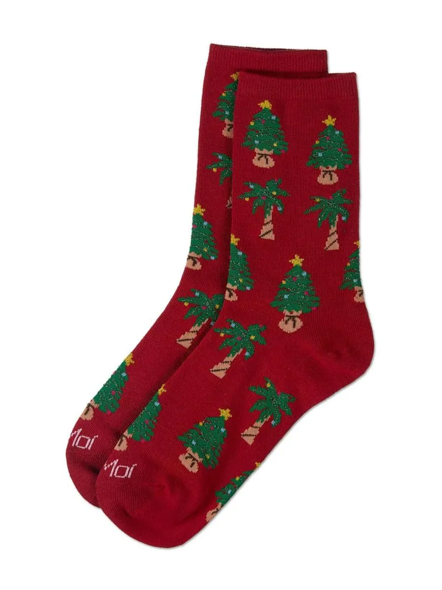 Женские носки Tree Paradise Holiday Crew Socks MeMoi — изображение 3 из 3, красный