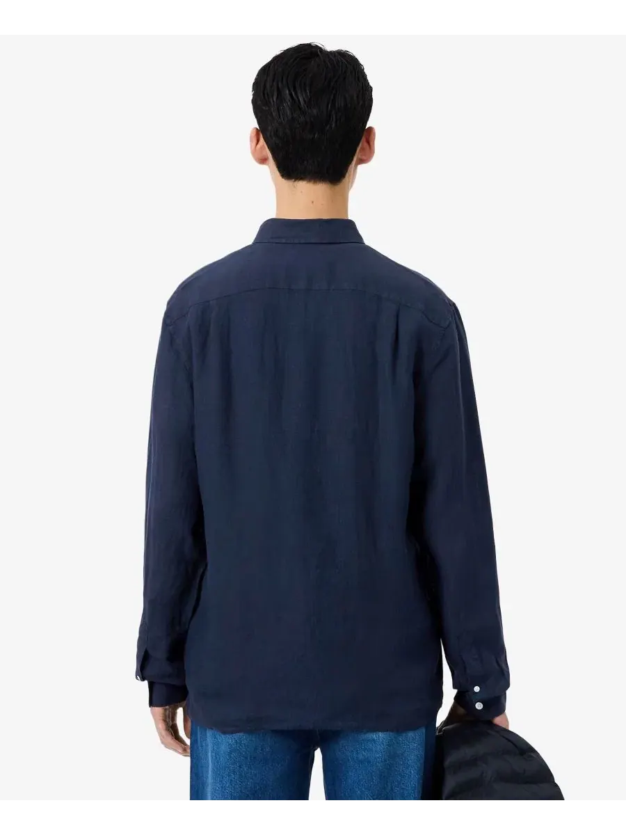 Рубашка мужская Lacoste льняная с длинным рукавом, прямой крой — изображение 2 из 5