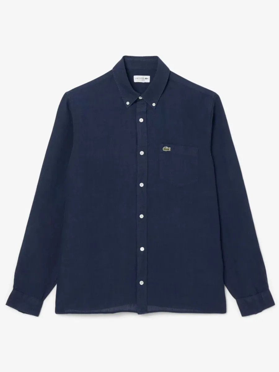 Рубашка мужская Lacoste льняная с длинным рукавом, прямой крой — изображение 5 из 5