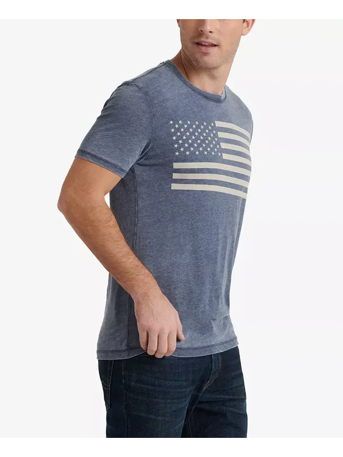 Мужская футболка с коротким рукавом и принтом флага США Lucky Brand — изображение 3 из 3, темно-синий
