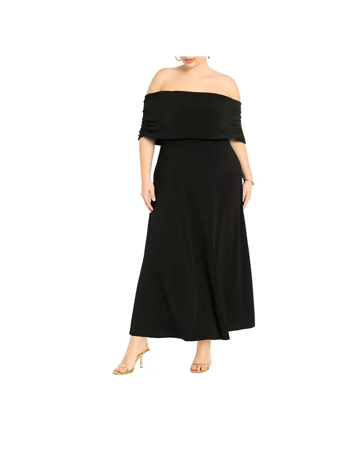Платье макси с открытыми плечами Plus Size ELOQUII