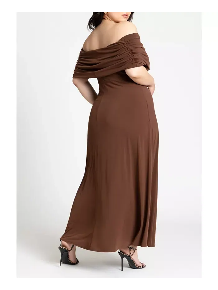 Платье макси с открытыми плечами Plus Size ELOQUII — изображение 2 из 2, земля
