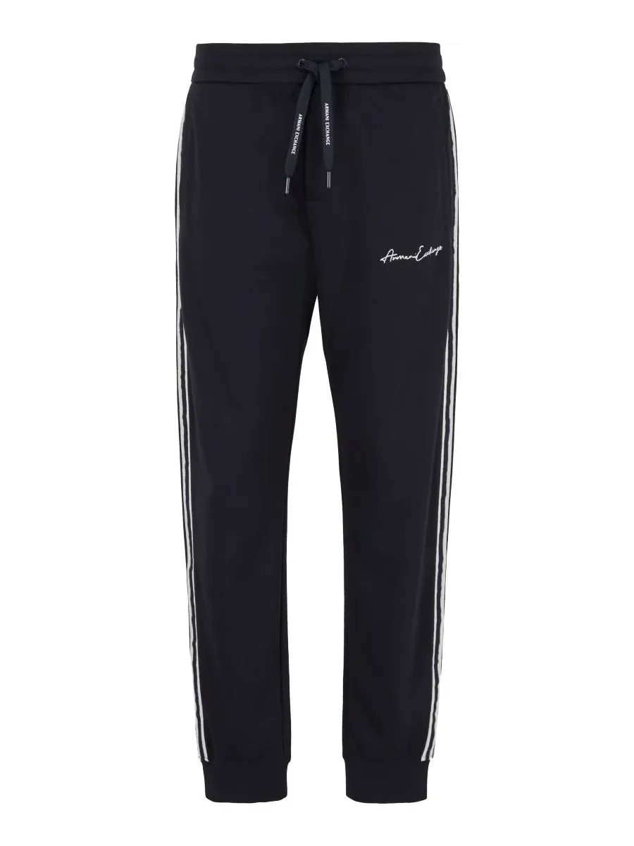 Мужские спортивные брюки в полоску с логотипом A|X Armani Exchange — изображение 5 из 5, темно-синий