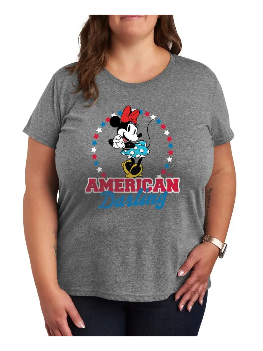 Футболка большого размера с изображением любимой Минни Маус от Disney Hybrid Apparel — изображение 1 из 3, серый