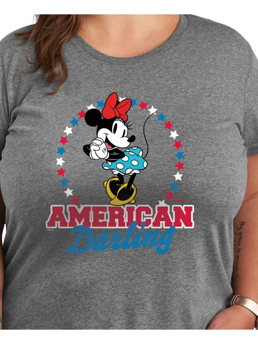 Футболка большого размера с изображением любимой Минни Маус от Disney Hybrid Apparel — изображение 2 из 3, серый