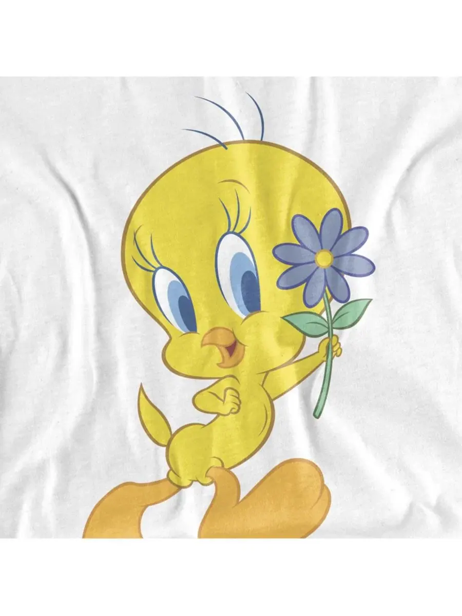 Мужская футболка с принтом Tweety Flower Looney Tunes — изображение 3 из 3, белый