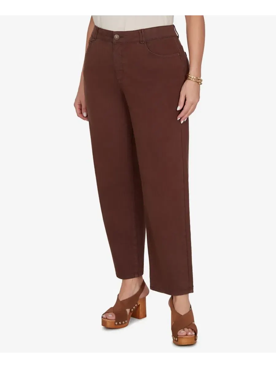 Брюки прямые из хлопкового денима Mid-Rise Straight Pants Ruby Rd. — изображение 2 из 5, коричневый