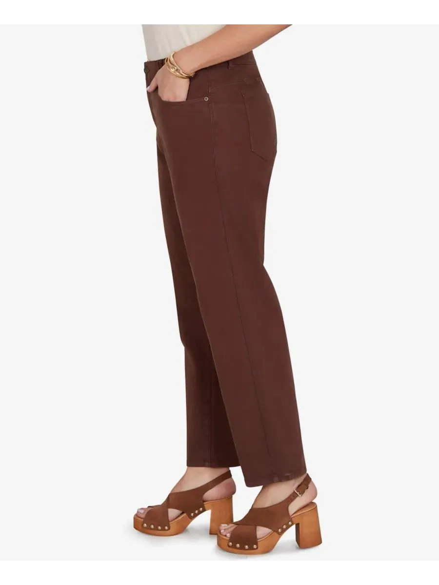 Брюки прямые из хлопкового денима Mid-Rise Straight Pants Ruby Rd. — изображение 3 из 5, коричневый