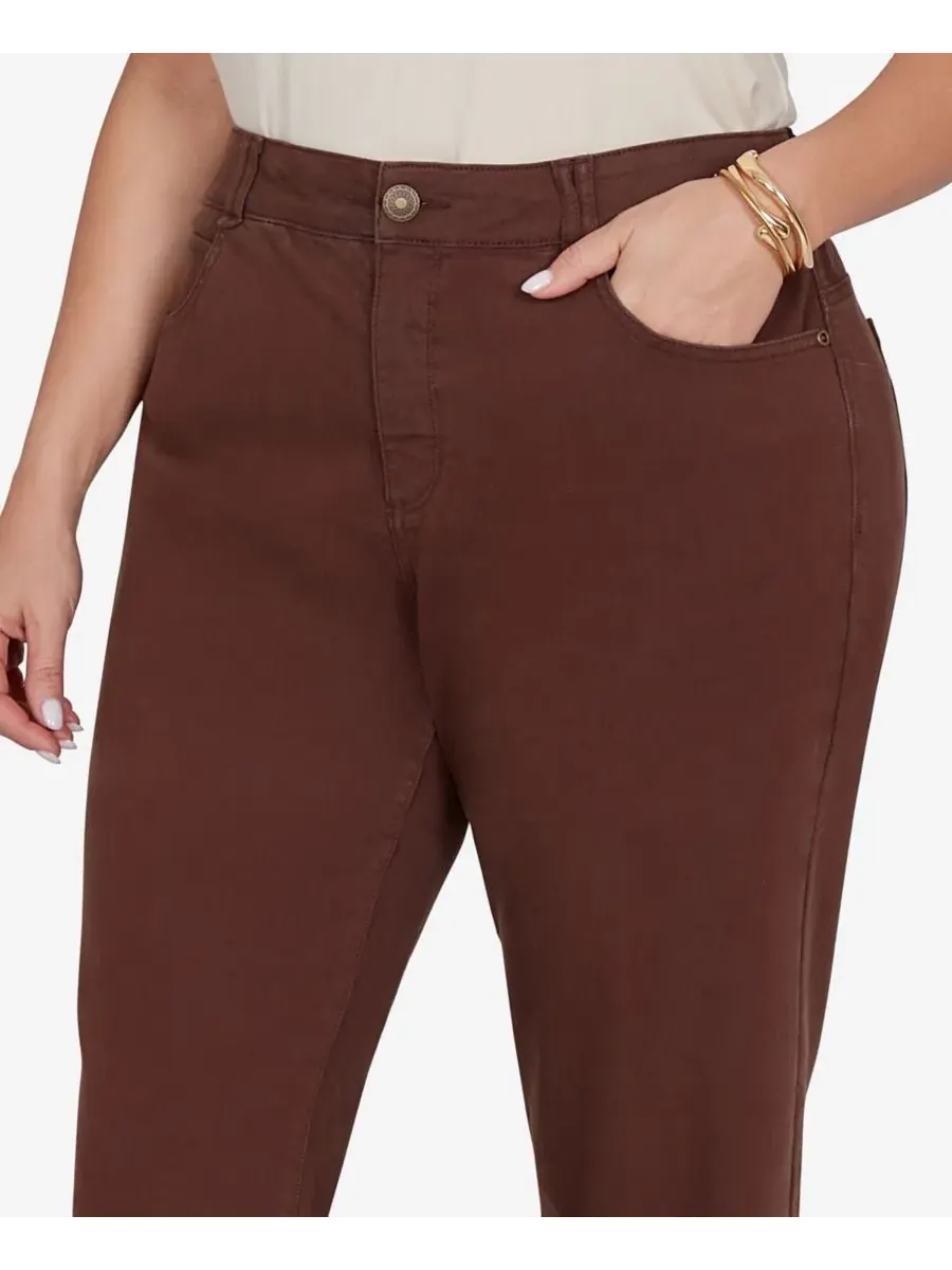 Брюки прямые из хлопкового денима Mid-Rise Straight Pants Ruby Rd. — изображение 4 из 5, коричневый