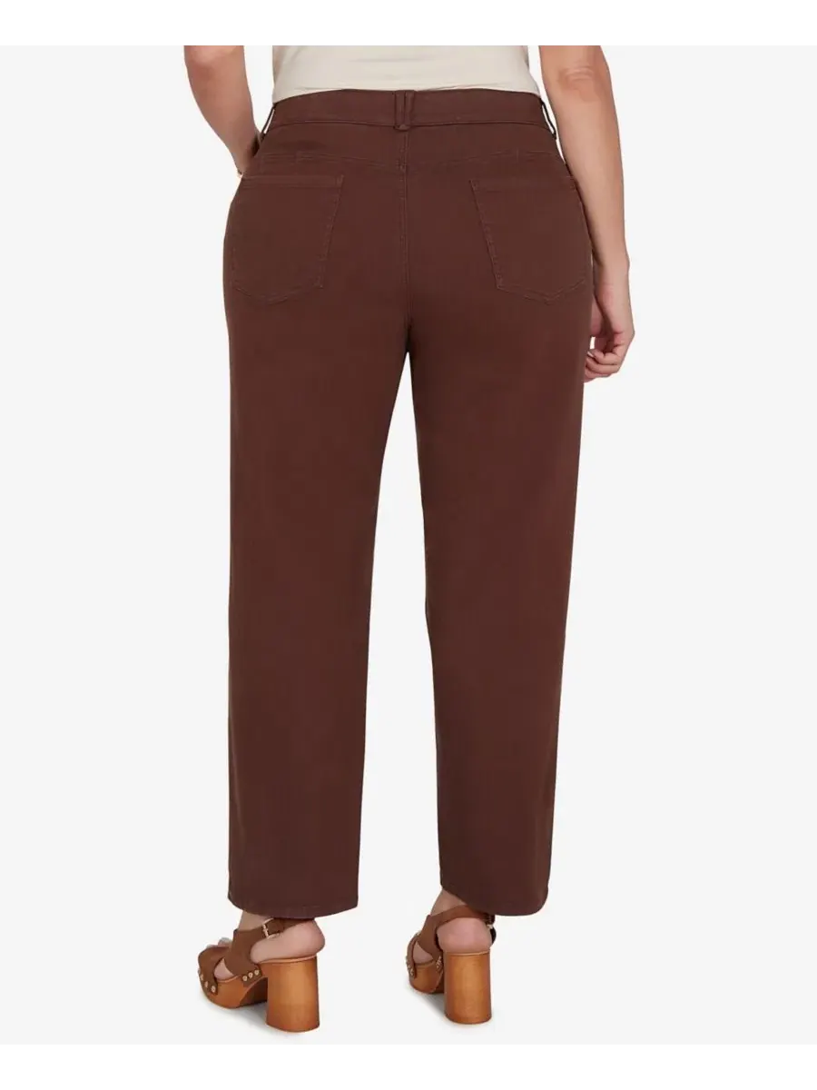 Брюки прямые из хлопкового денима Mid-Rise Straight Pants Ruby Rd. — изображение 5 из 5, коричневый
