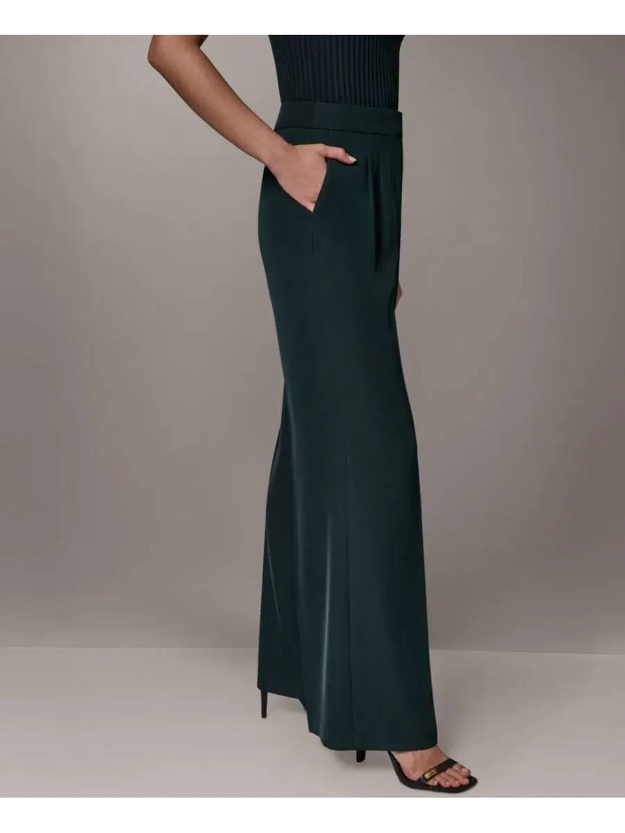 Брюки женские с широкими штанинами Mid-Rise Wide-Leg Pants Donna Karan New York — изображение 3 из 7, черный