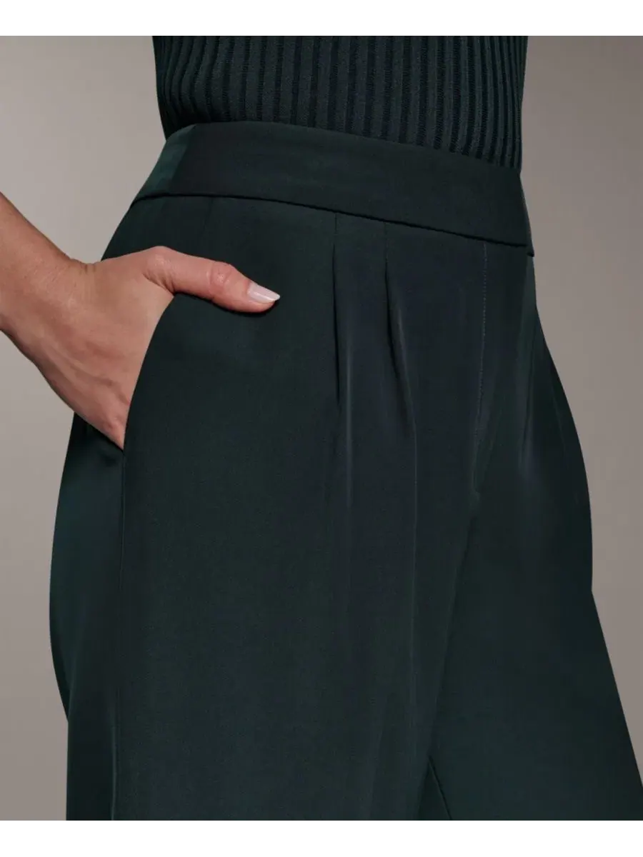 Брюки женские с широкими штанинами Mid-Rise Wide-Leg Pants Donna Karan New York — изображение 4 из 7, черный