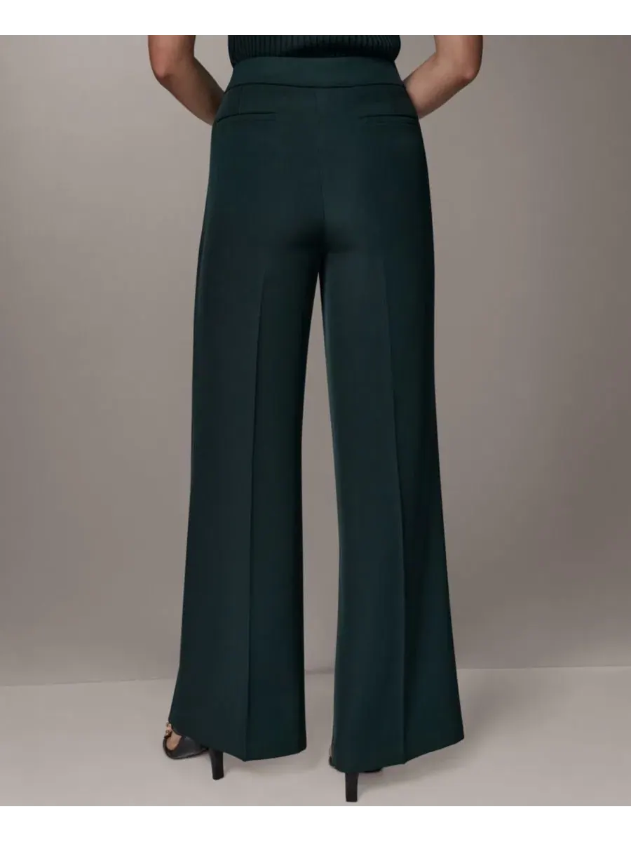 Брюки женские с широкими штанинами Mid-Rise Wide-Leg Pants Donna Karan New York — изображение 5 из 7, черный