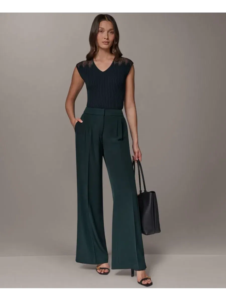 Брюки женские с широкими штанинами Mid-Rise Wide-Leg Pants Donna Karan New York — изображение 7 из 7, черный