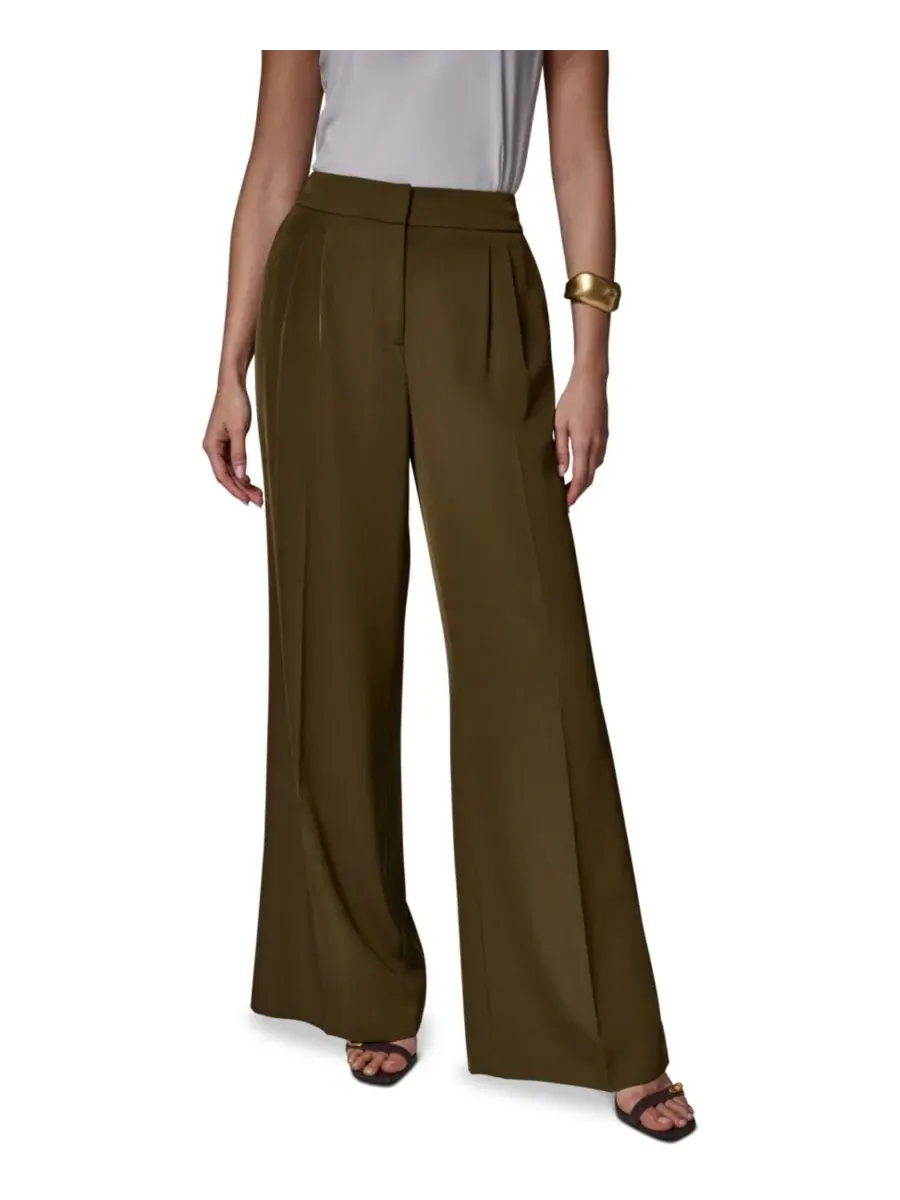 Брюки с широкими штанинами Donna Karan New York — изображение 1 из 8, оливковый