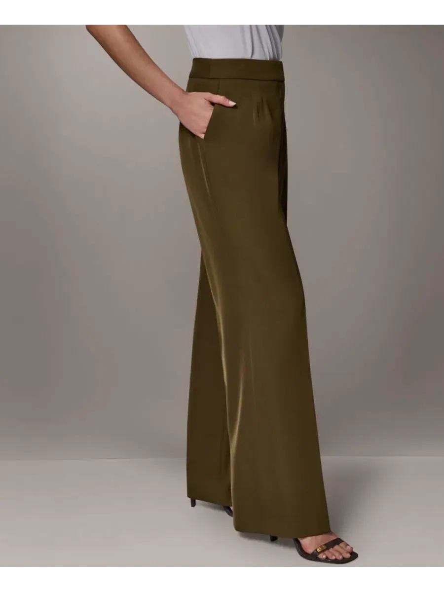 Брюки с широкими штанинами Donna Karan New York — изображение 3 из 8, оливковый