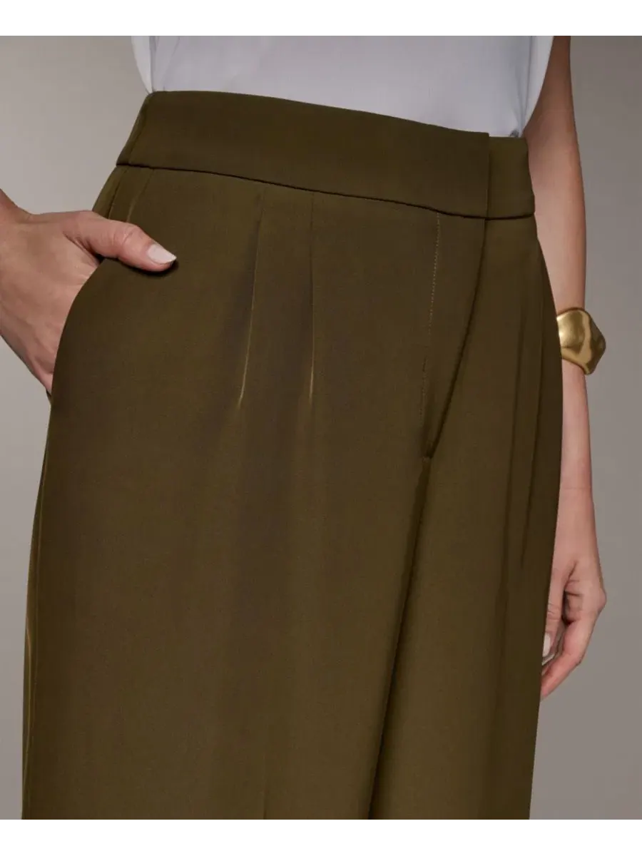 Брюки с широкими штанинами Donna Karan New York — изображение 4 из 8, оливковый