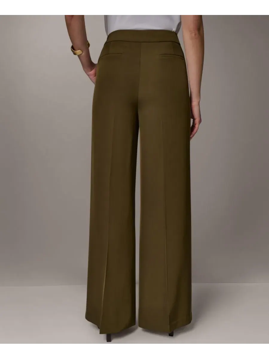Брюки с широкими штанинами Donna Karan New York — изображение 5 из 8, оливковый