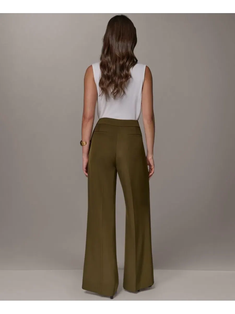 Брюки с широкими штанинами Donna Karan New York — изображение 6 из 8, оливковый