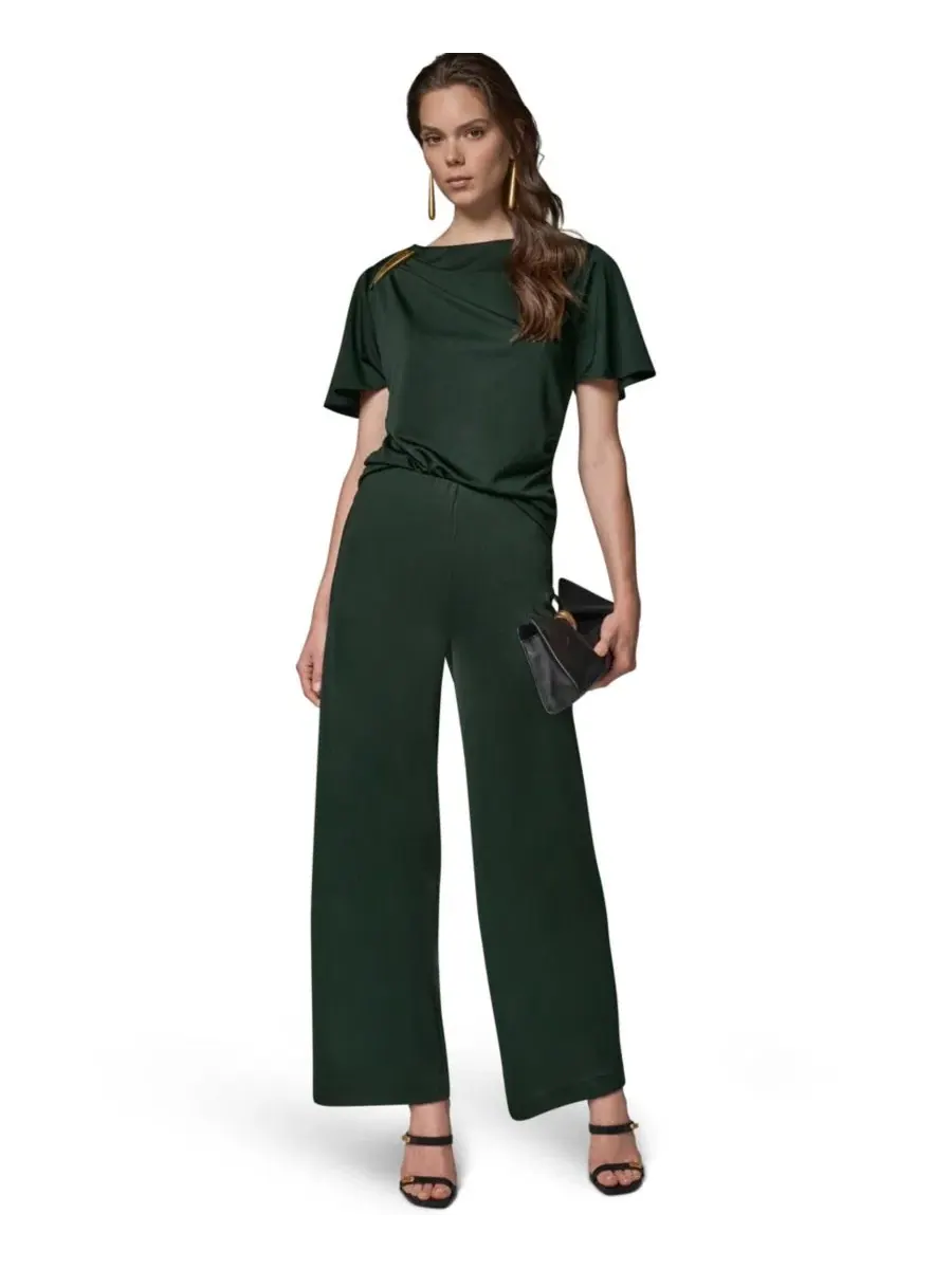 Брюки женские широкие с высокой талией Donna Karan New York — изображение 6 из 13, черный