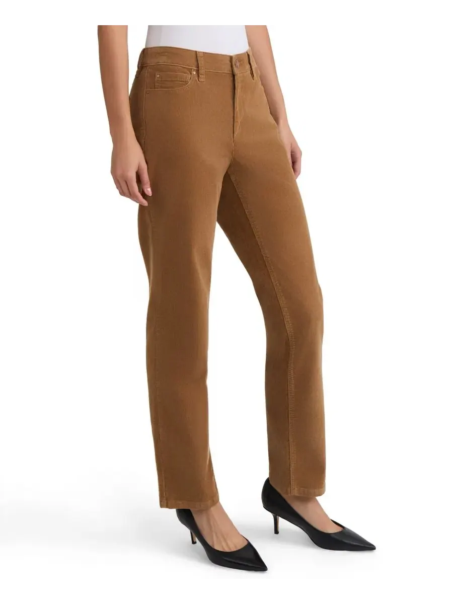Брюки прямого кроя из вельвета Lexington Petite Caramel Jones New York — изображение 2 из 3, карамель