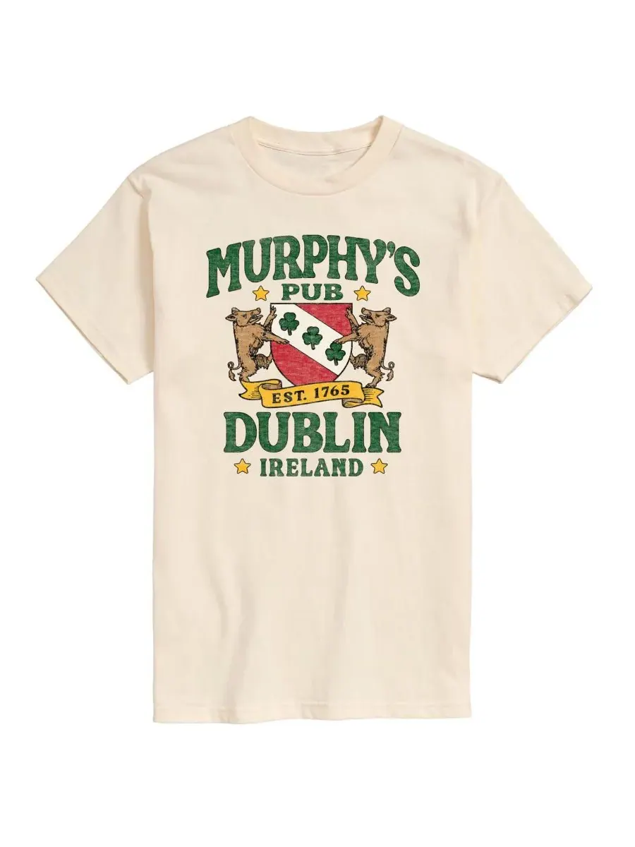 Мужская футболка с коротким рукавом и графическим принтом "Murphys Pub Dublin" для мгновенных — изображение 1 из 3, бежевый