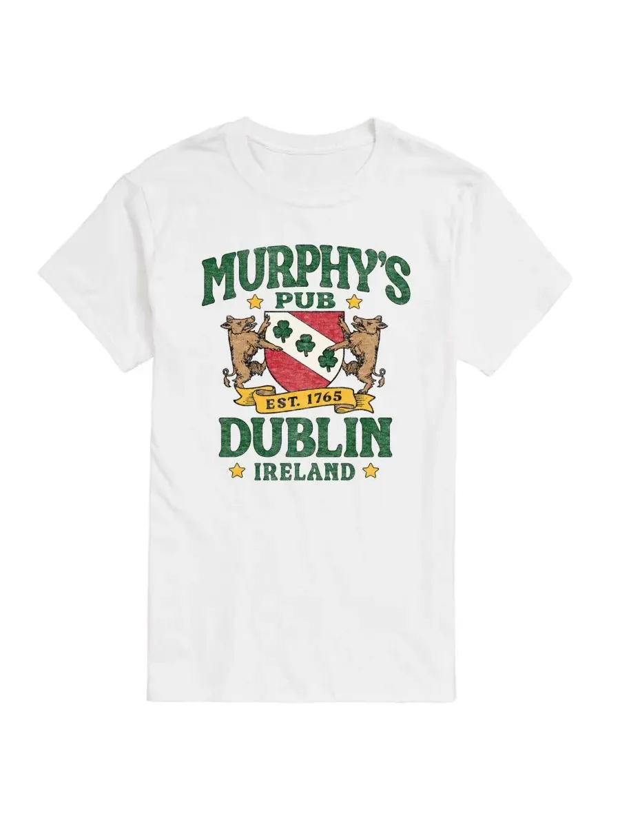 Мужская футболка с коротким рукавом и графическим принтом "Murphys Pub Dublin" для мгновенных — изображение 1 из 3, белый