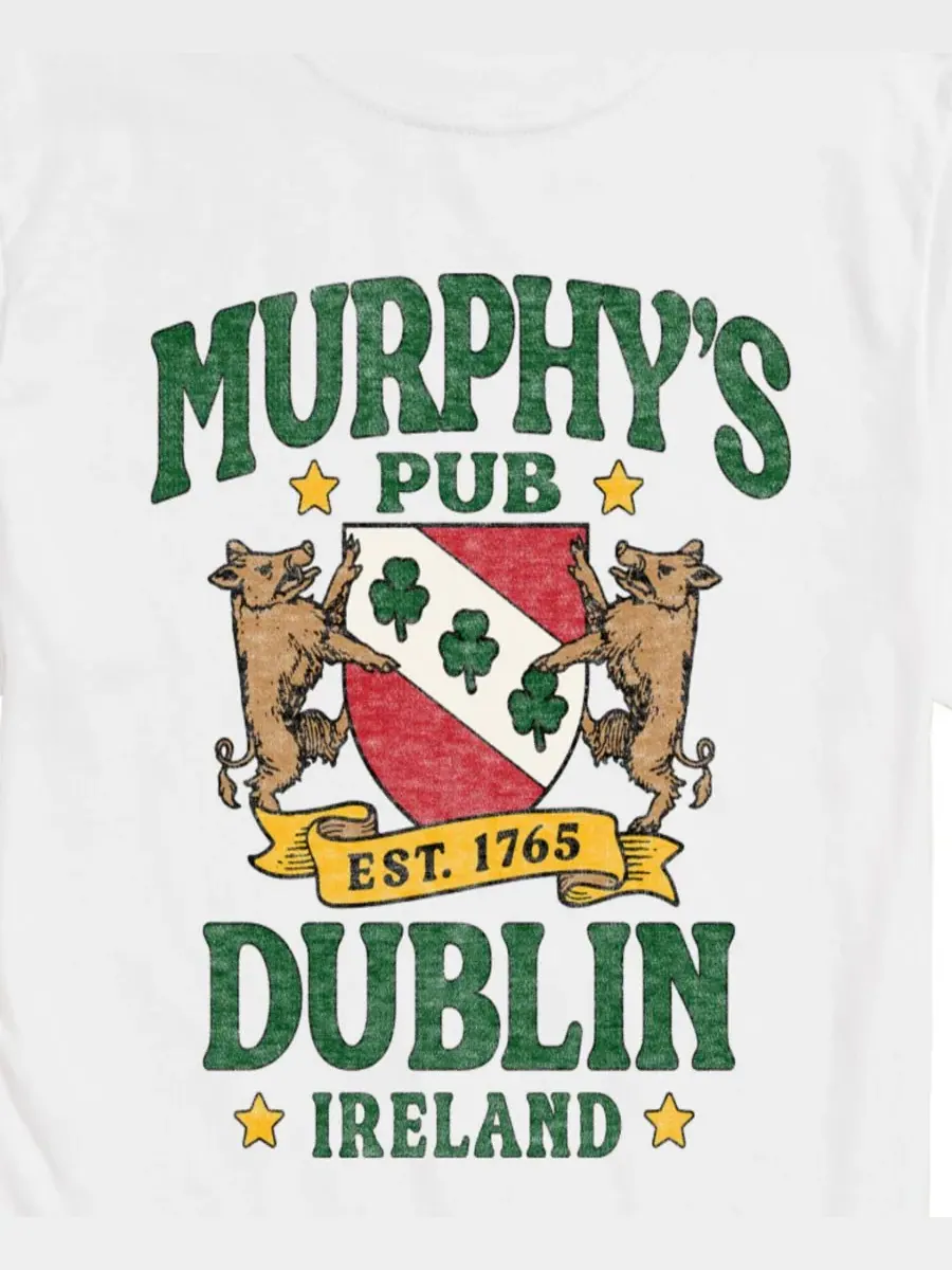 Мужская футболка с коротким рукавом и графическим принтом "Murphys Pub Dublin" для мгновенных — изображение 3 из 3, белый