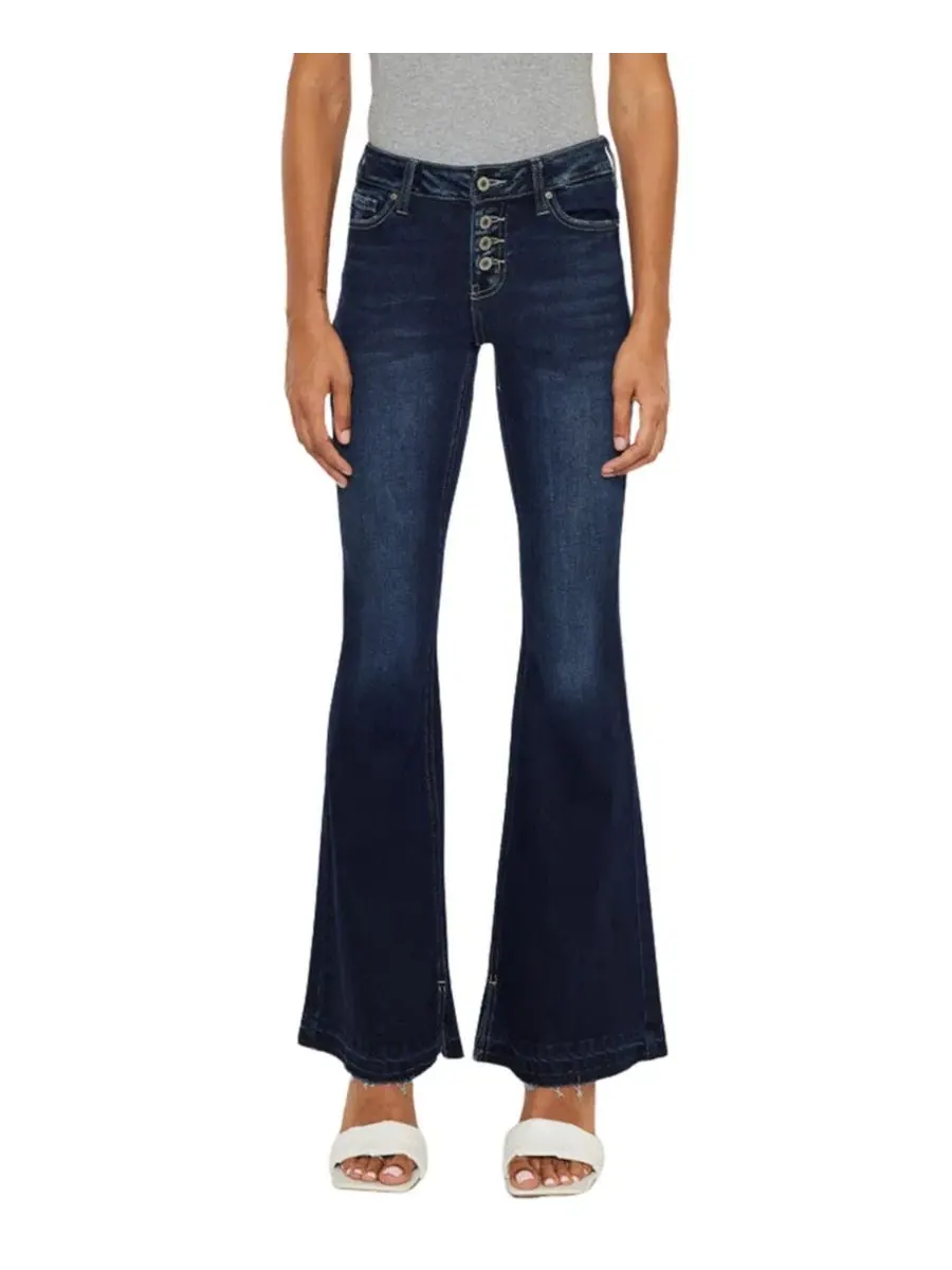 Джинсы клеш с заниженной талией Lurice Mid Rise Flare Jeans KanCan — изображение 1 из 10, черный