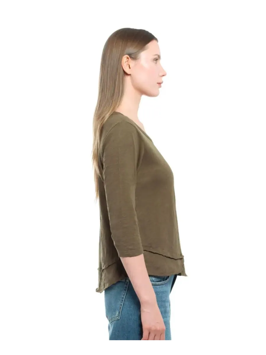 Женская футболка с рукавом 3/4, имитирующая многослойную одежду WILT Clothing — изображение 3 из 3, темный оливковый